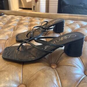 Calvin Klein Strappy Women Black Block Heels Size 11M